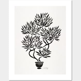 Black Bonsai Orange Posters and Art